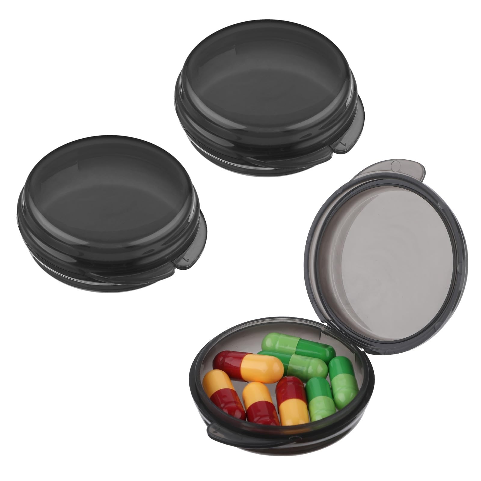 Gjinxi 3PCS Small Pill Box, Travel Round Pill Case, Portable Medicine Pill Co...