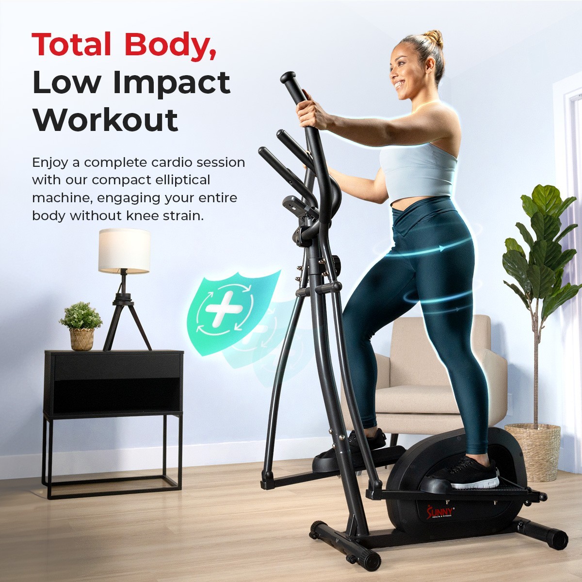 Smart Compact Magnetic Upright Elliptical Machine with Pulse Sensor Fully Body