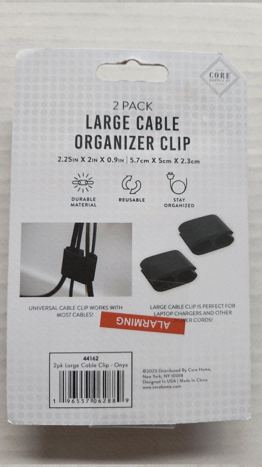 Core Supply Co. 2=Pack Large Cable Organizer Clip - 2.25 in X 2 in X 0.9 in