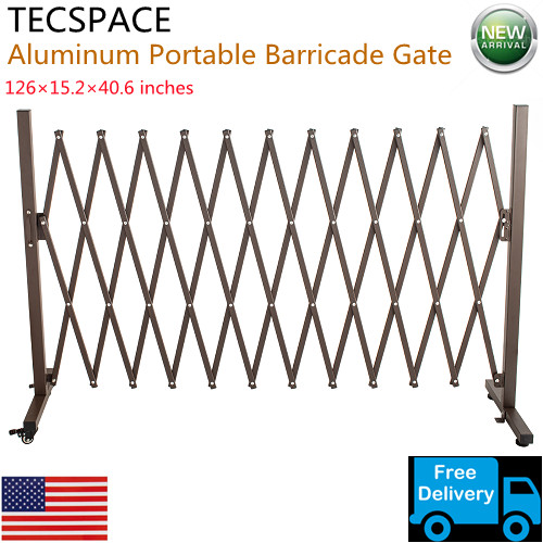 Lojok 126×15.2×40.6 inches New Aluminum Portable Barricade Gate with Casters