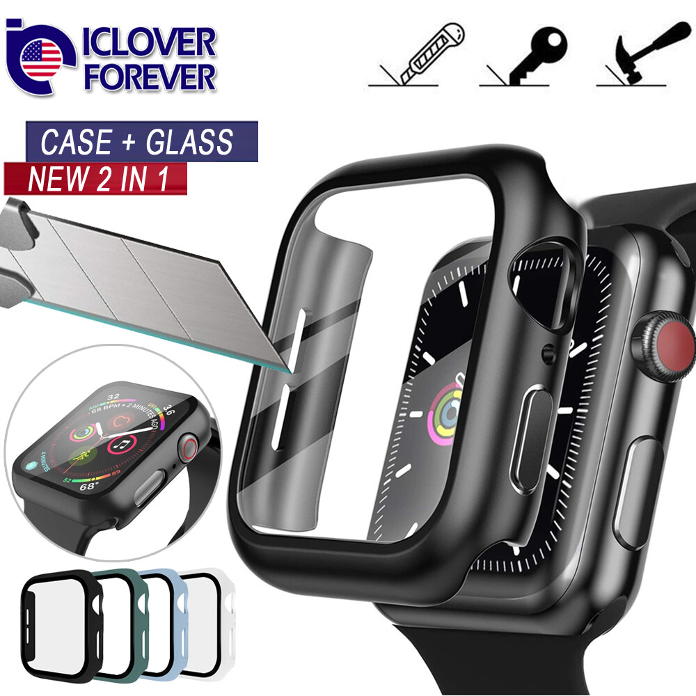 For Apple Watch Series 7 5 4 Screen Protector Case Bumper Tempered Glass 41/45mm