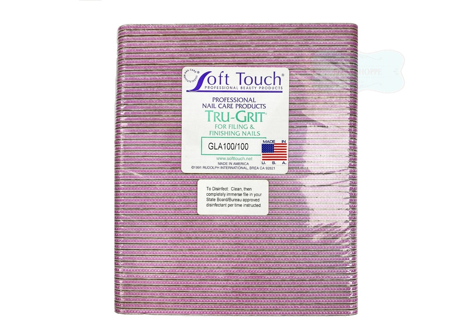 Soft Touch Tru-Grit Pink Center Nail File GLA 100 GRIT 7 inch