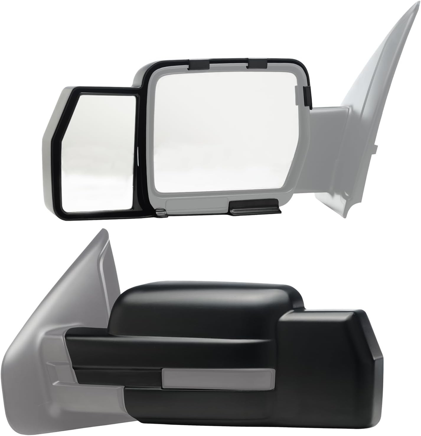 K Source Snap & Zap Custom Towing Mirror Pair for Ford F150, Black