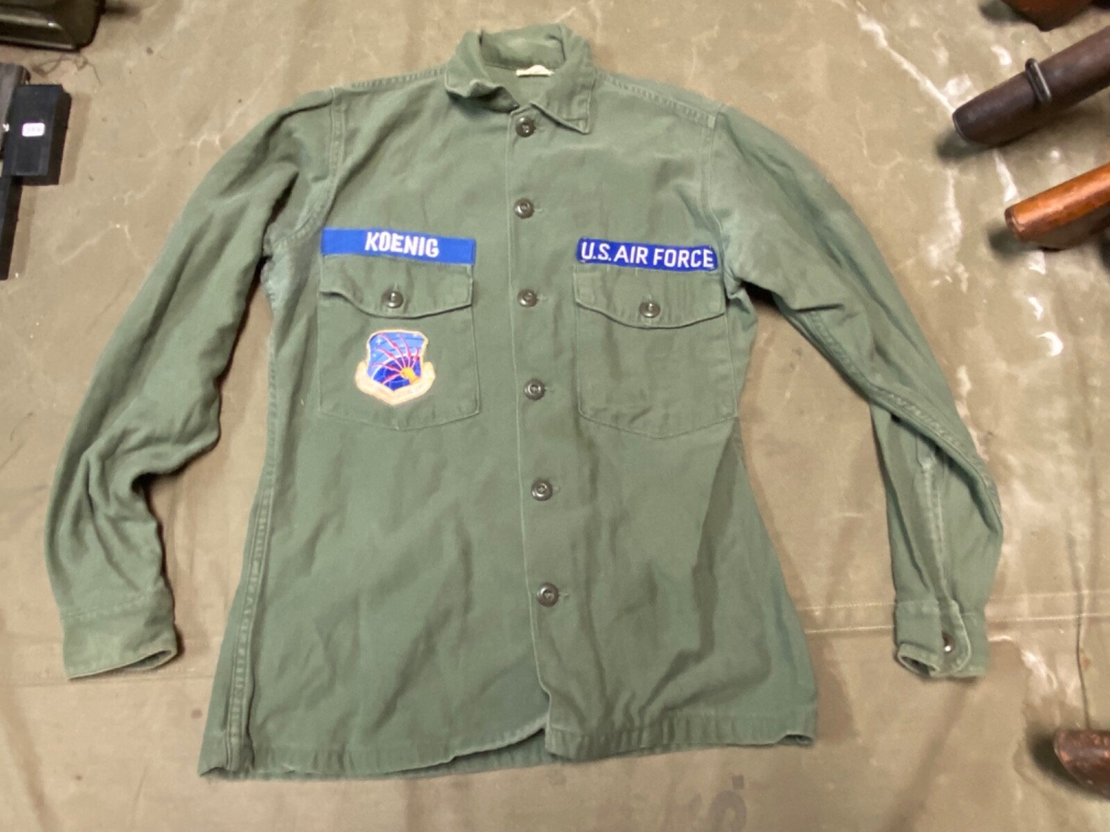 ORIGINAL VIETNAM WAR US NAVY MARKED OG-107 COMBAT FIELD SHIRT-SMALL