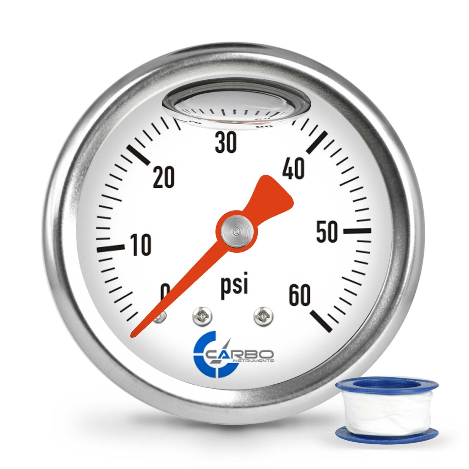 CARBO Gauge 0-60 psi Fuel Pressure Oil Pressure 1.5" Liquid Filled, White Dial