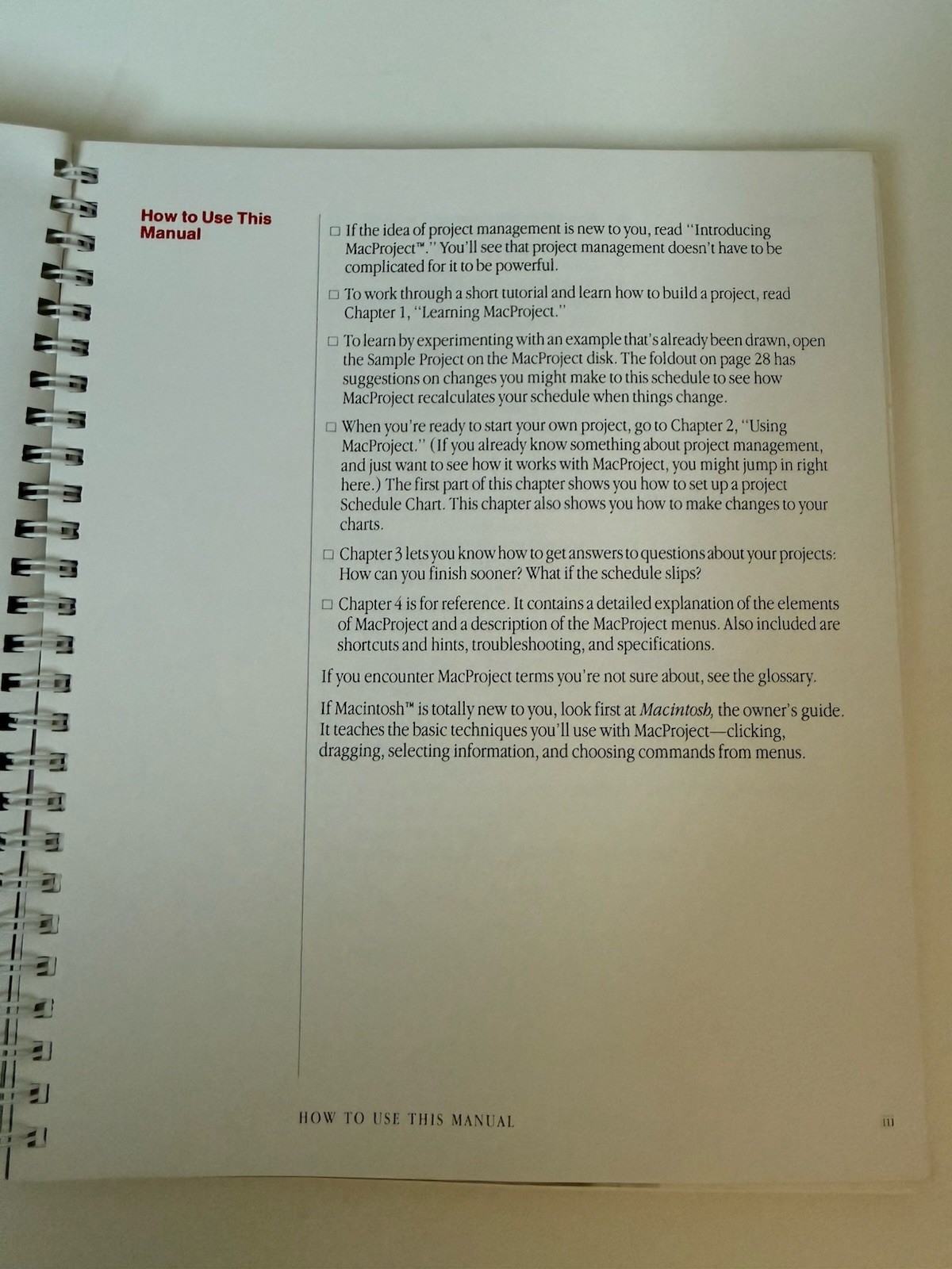 Vintage MacProject Apple Software Manual 1984 Macintosh Computer
