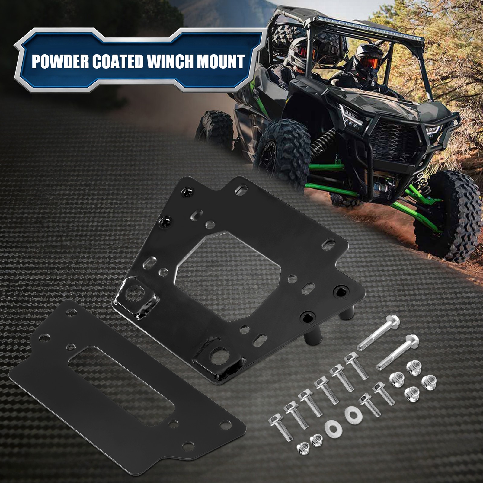 Black Powder Coated Winch Mount Fit Kawasaki Teryx KRX 1000 2020-2026