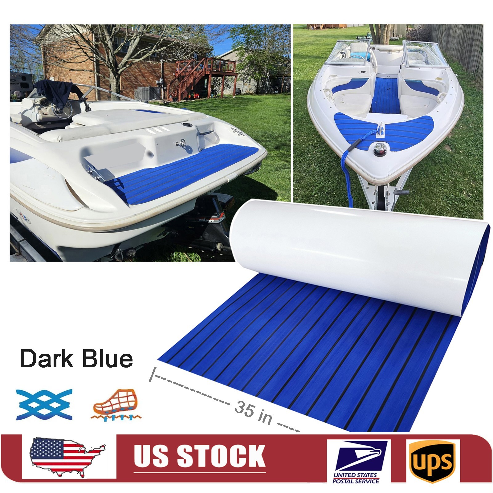 Navy Blue EVA Foam Boat Decking Sheet Marine Yacht Flooring 94″x35″ Floor Cover