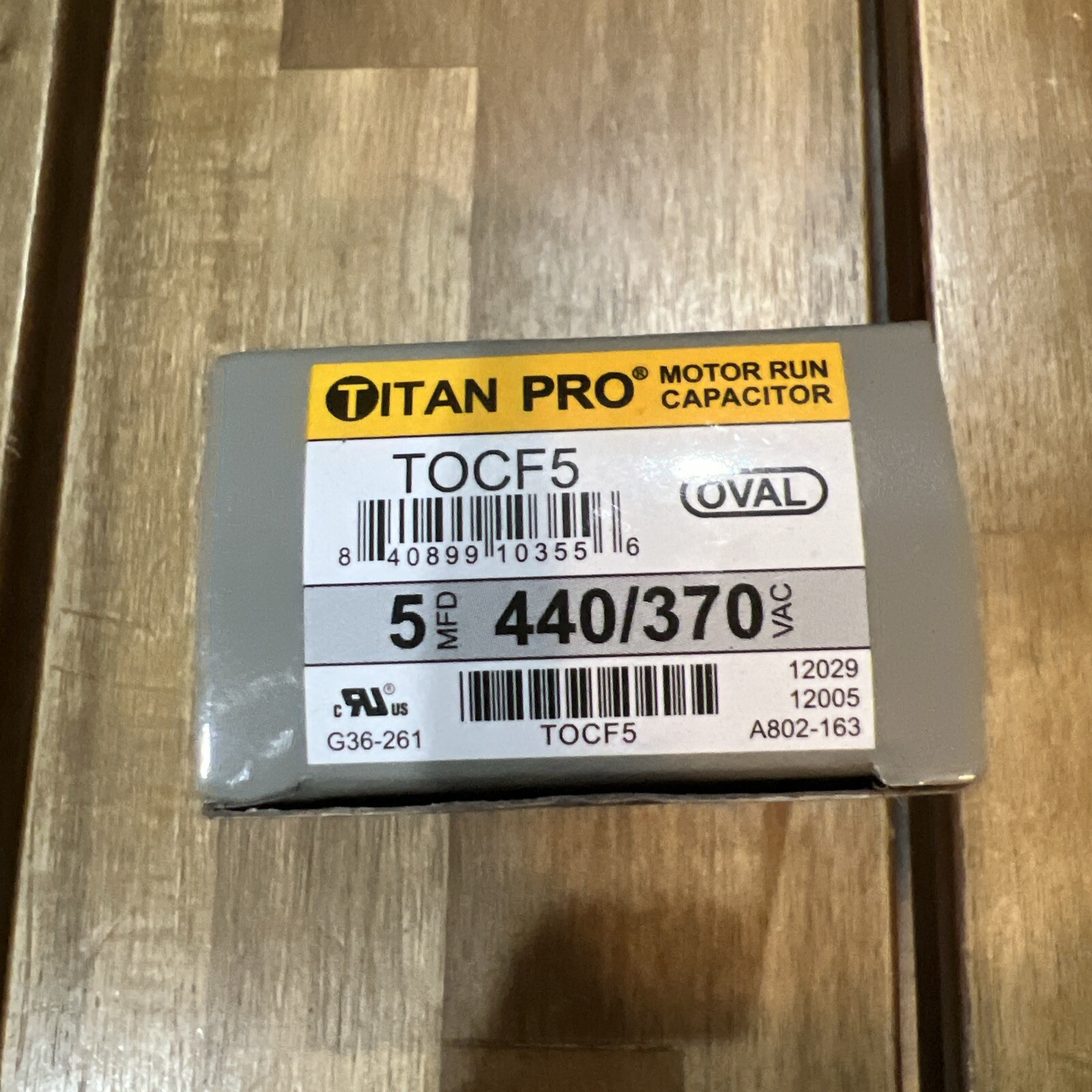 New Titan PRO TOCF5 Motor Run Capacitor Oval OEM