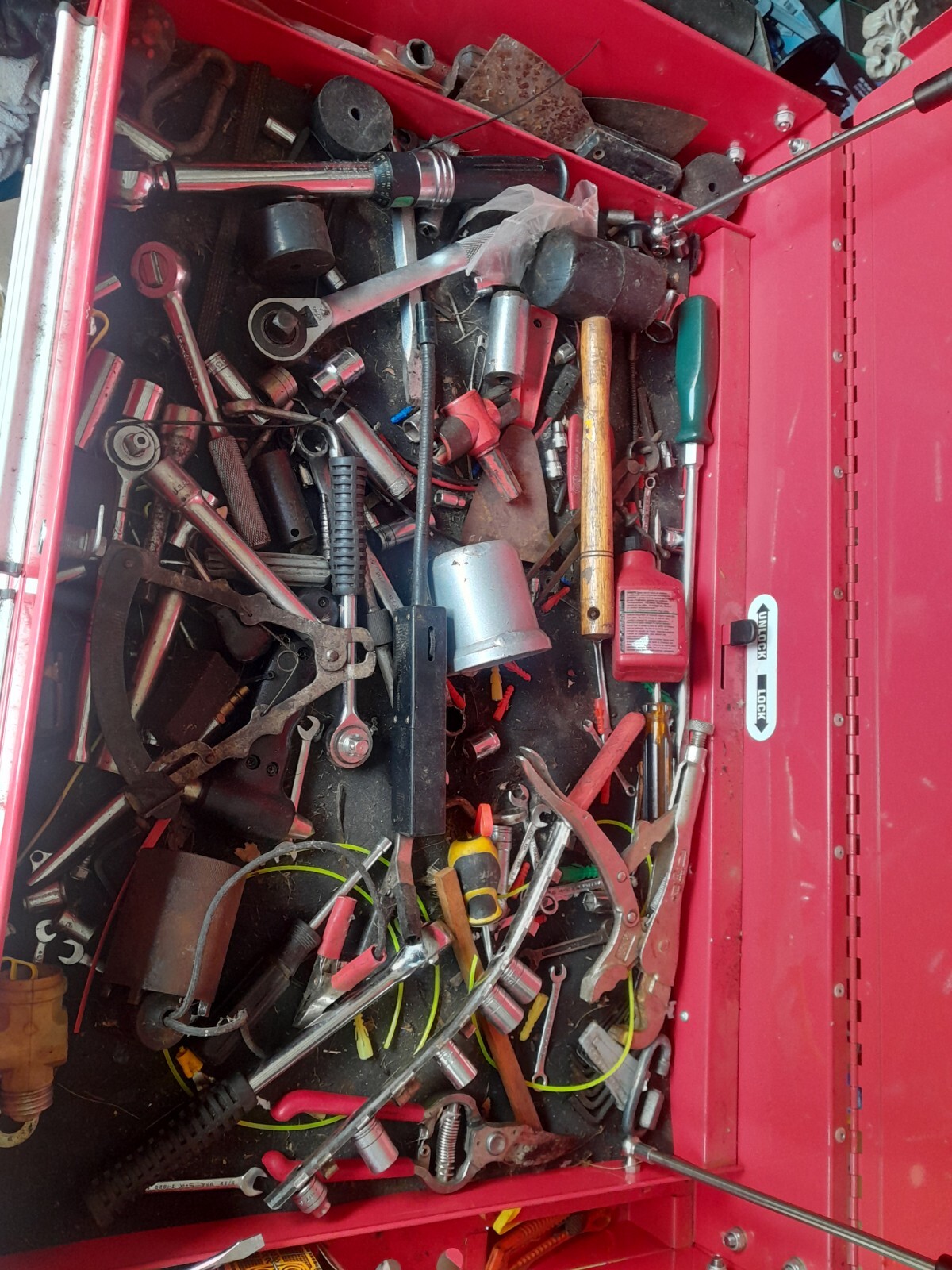 Roller Cart Tool Cabinet Storage Chest Box Red 4 Drawer + Tools