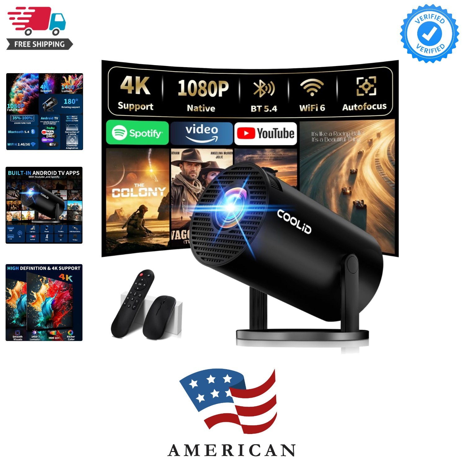 Built-in Apps & 2026 Upgraded] Mini Projector Support 4K 1080P Auto Keystone ...