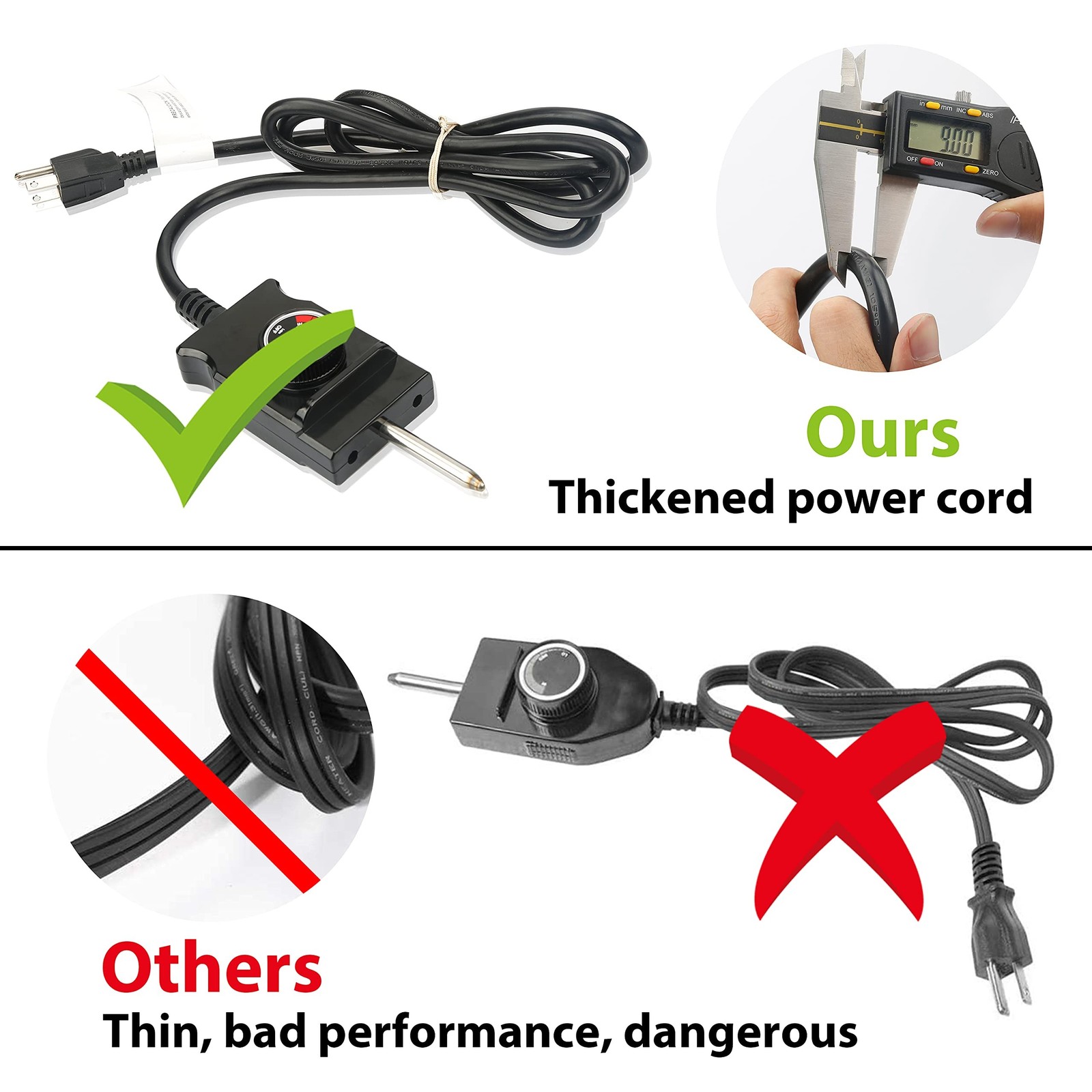 Power Cord & Analog Temp Controller Replacement for Masterbuilt Smokers