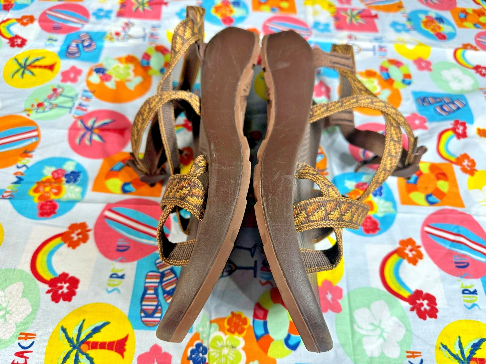 CHACO Brown Gold Strap Mens Sandals - Sz. 13