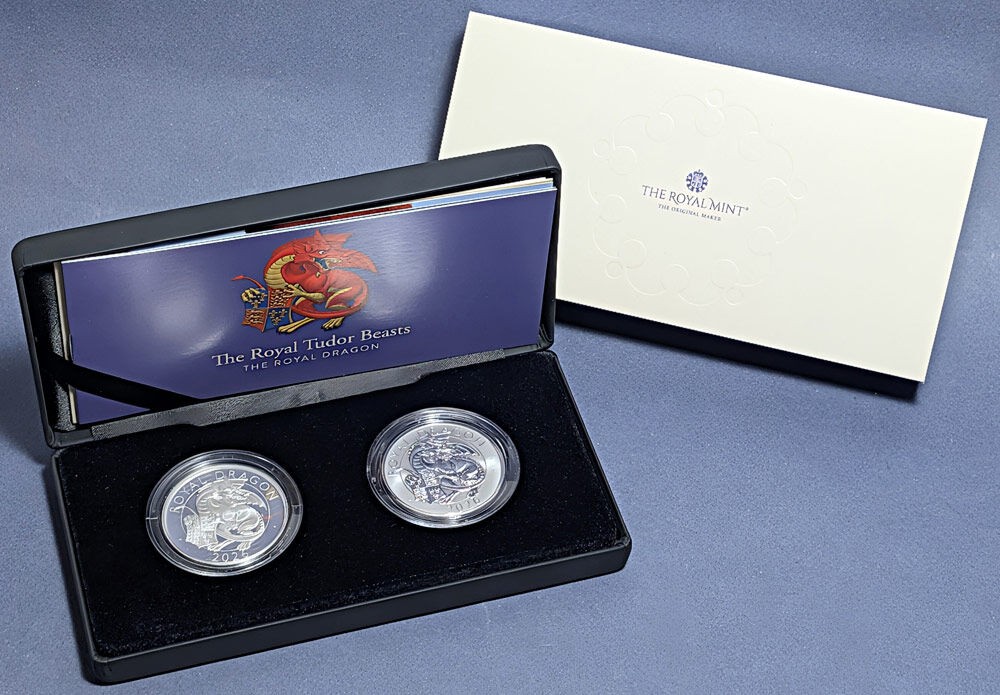 2026 Great Britain 2 x 1 Ounce Silver Tudor Beasts Royal Dragon Coin Set - ST...