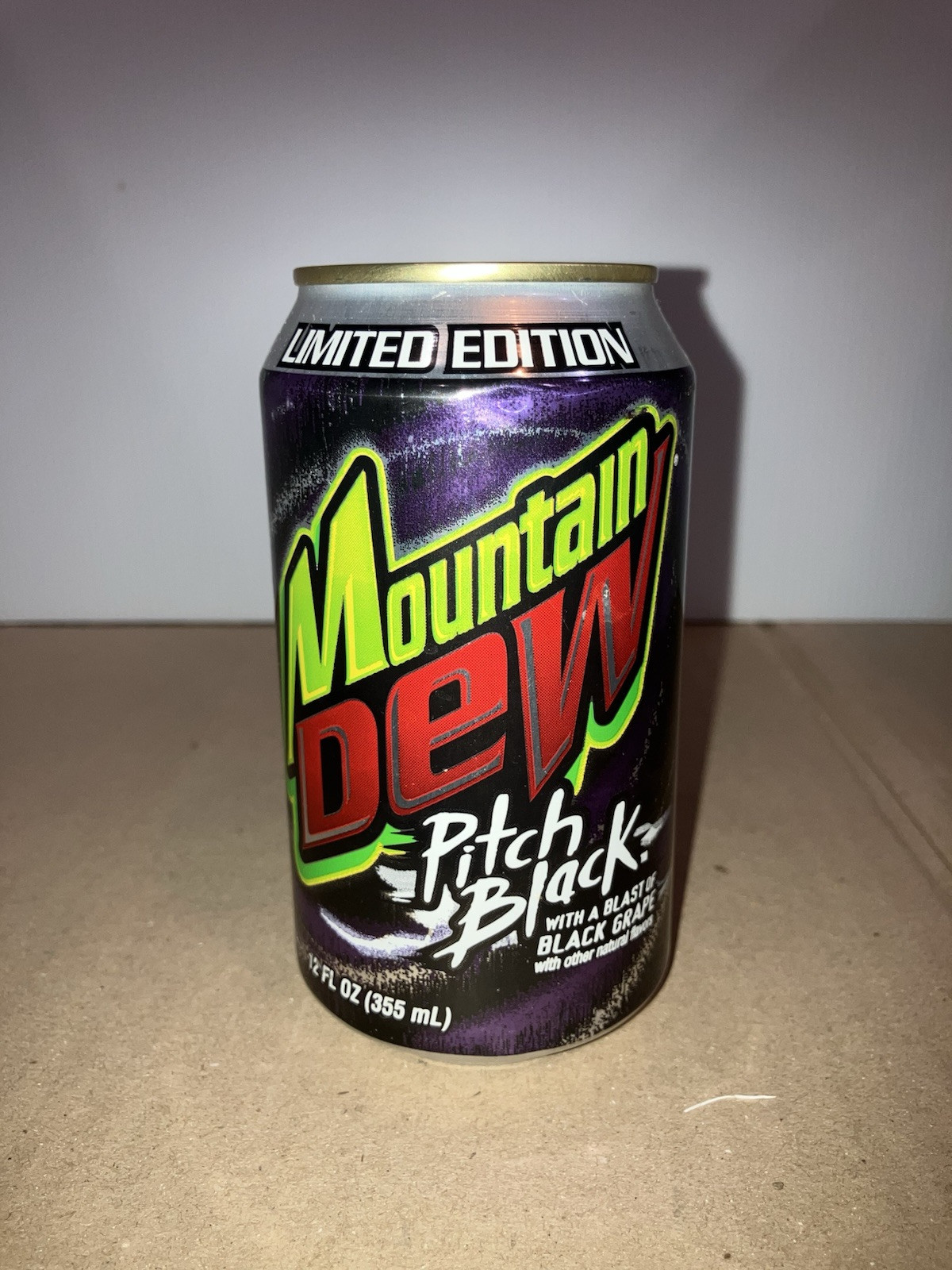 2004 Mountain Dew Pitch Black Empty Bottom Drained 12oz Can