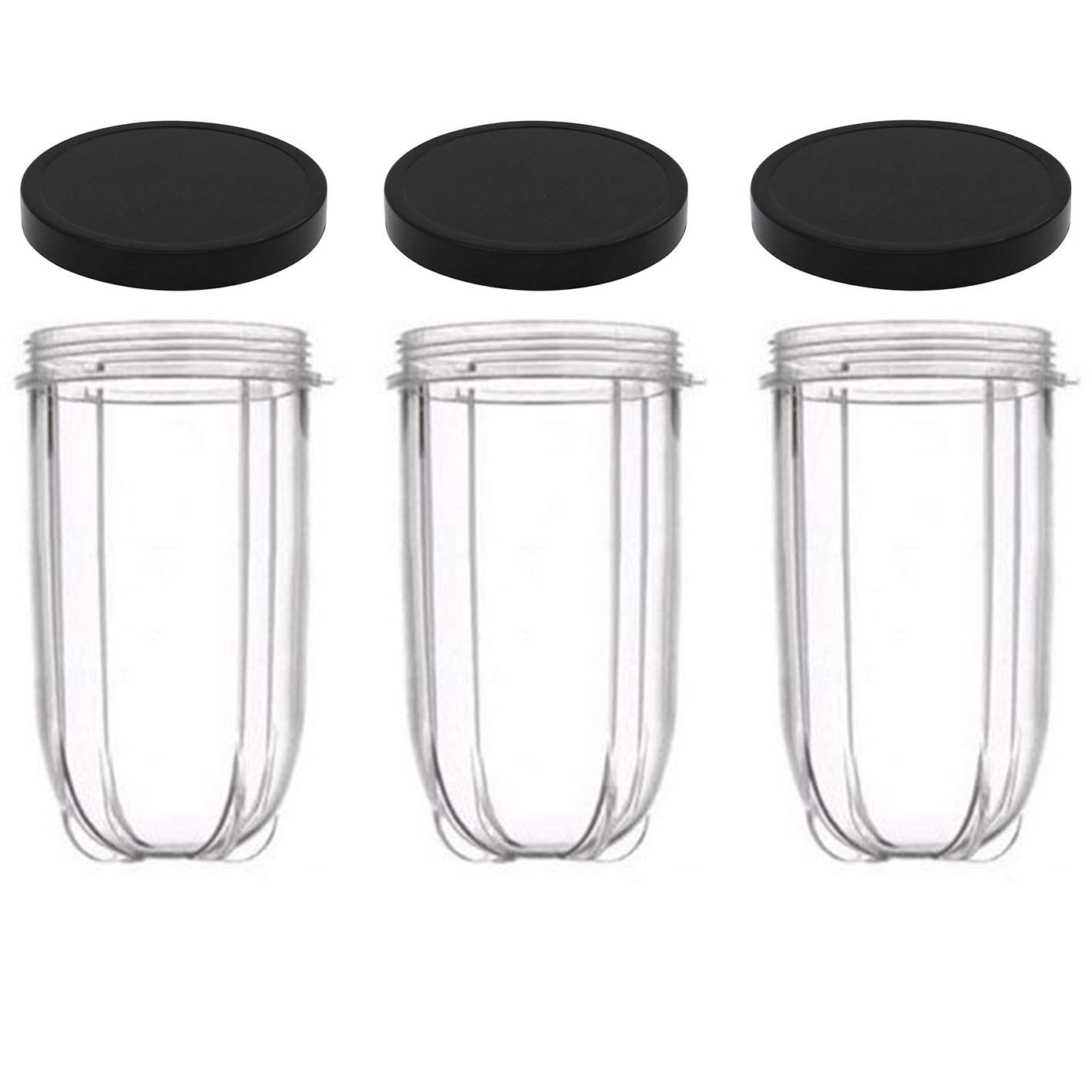 16oz Cups 6 Piece Set - 3 Replacement Cups WITH LIDS for Magic Bullet Blender...