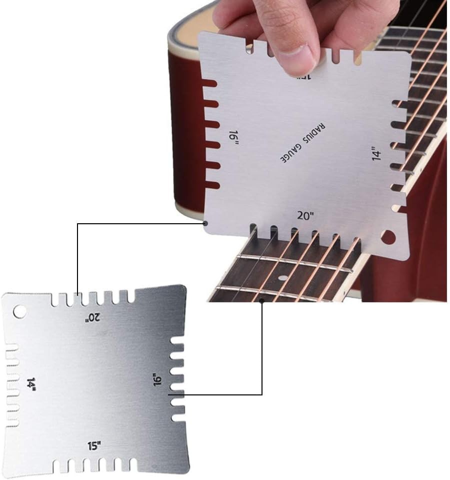 Versatile 14-Piece Guitar Tool Kit: Stainless Radius Gauges & Action Ruler