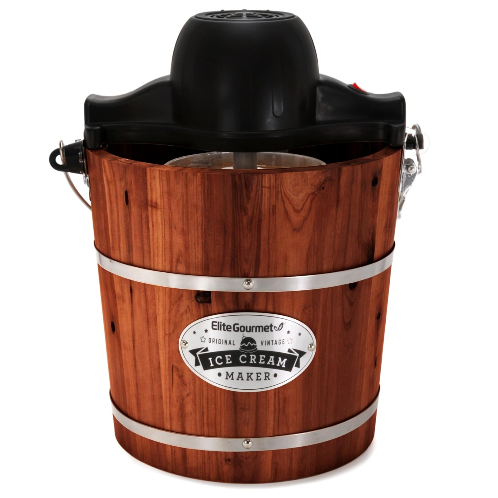 Elite Gourmet EIM418 4-Qt Old Fashioned Electric Ice Cream Maker Vintage Wood