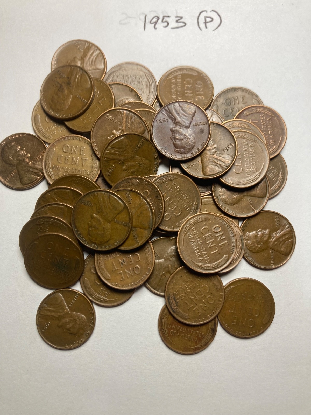 1953 (P) LINCOLN WHEAT CENT PENNY ROLL, nice condition