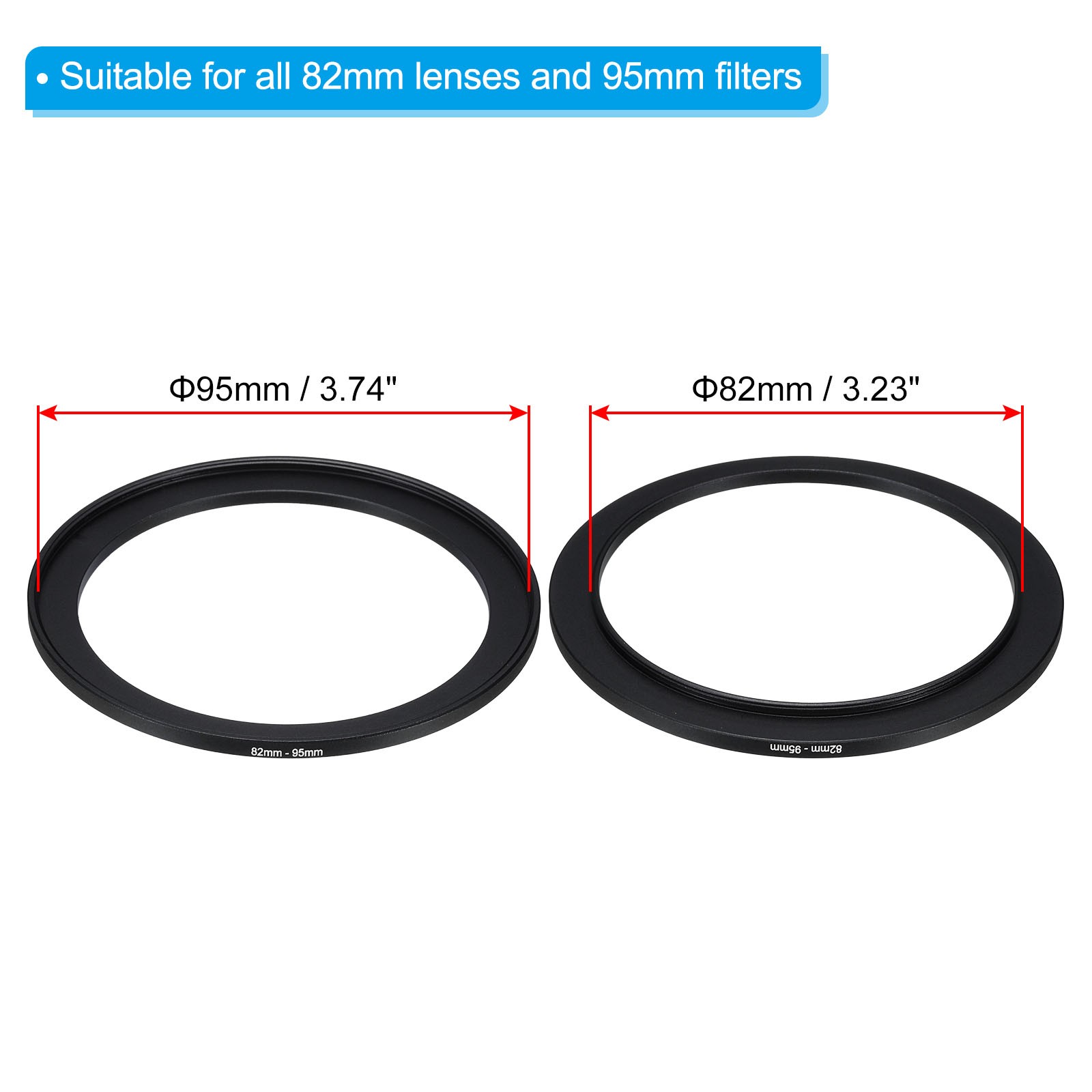 82mm-95mm Step Up Ring Camera Lens Filter Adapter Ring Filter with Cloth