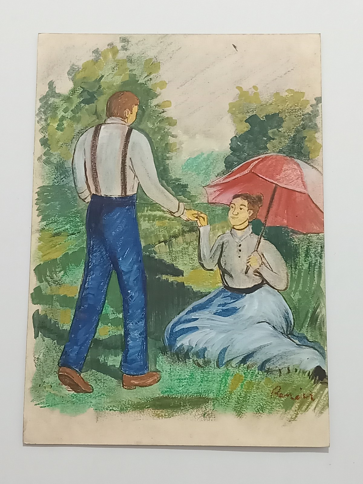 Pierre-Auguste Renoir Drawing on paper (Handmade) signed and stamped vtg art