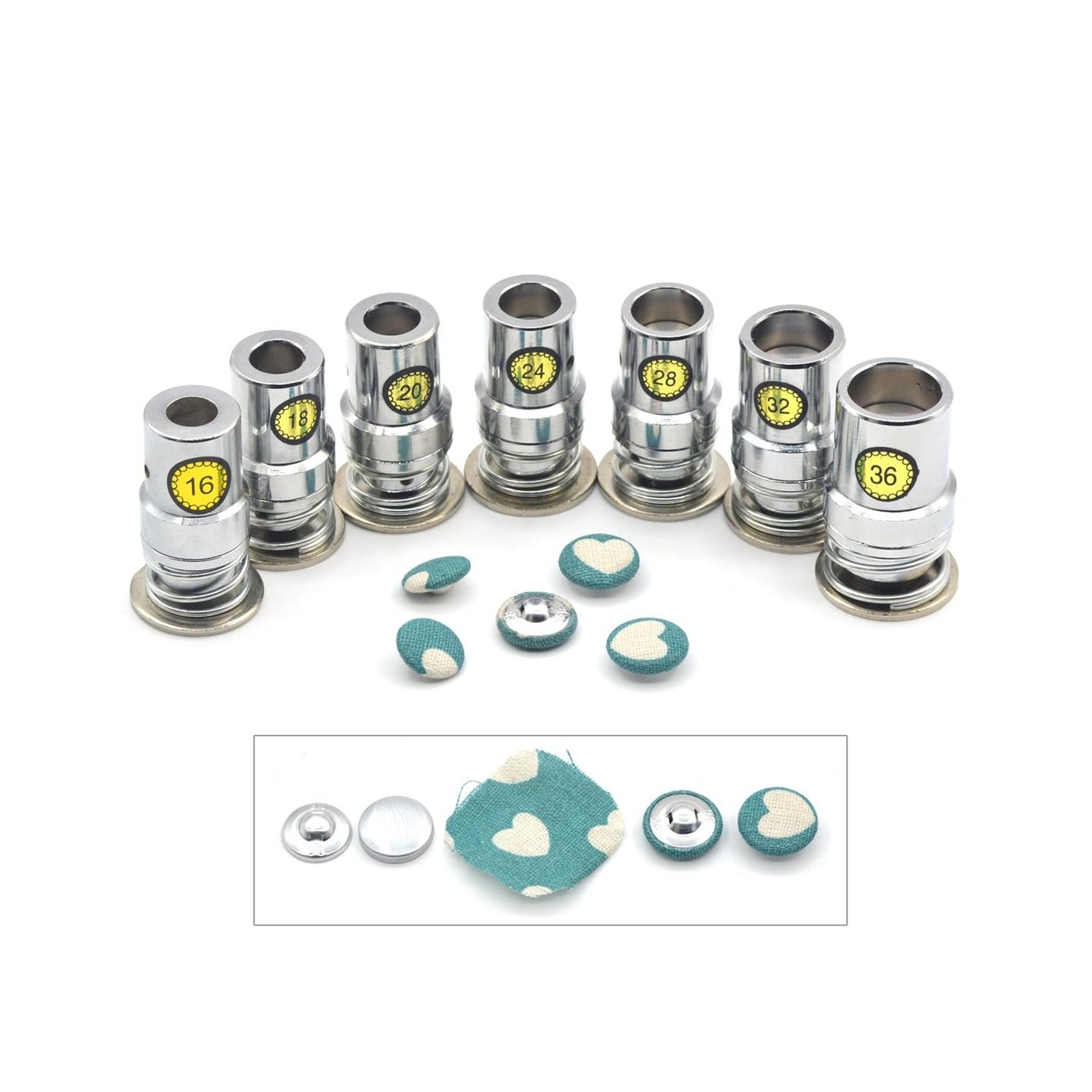 Fabric Covered Button Machine and 7Sets Dies Hand Press Mould Tool for Craft ...
