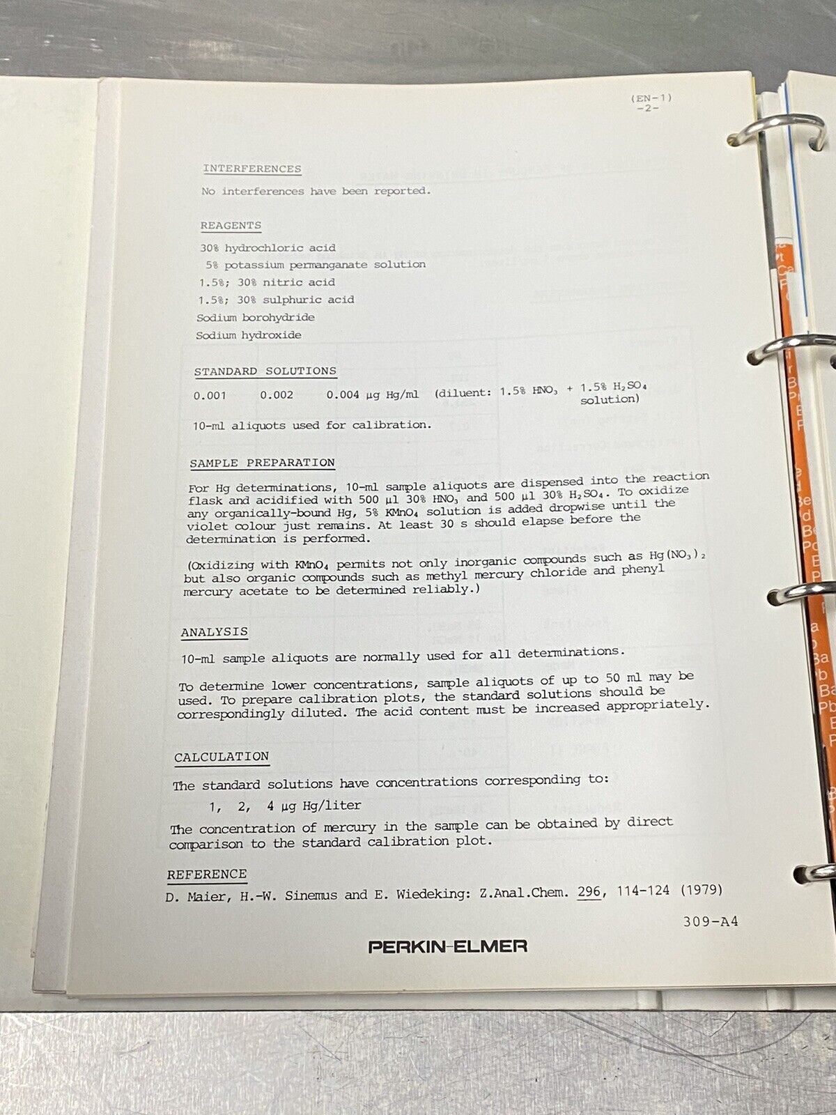 Perkin Elmer PE HS-6 Head Space Sampler - Users Guide / Manual