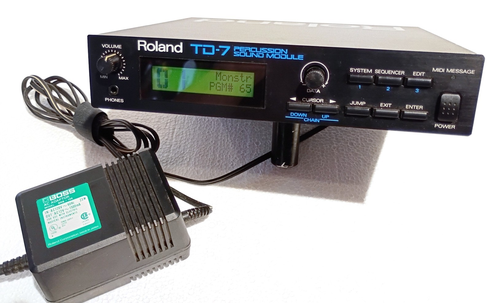 Roland TD-7 Sound Module w/ New Internal Battery & OEM Boss BRB AC Adapter, MIDI