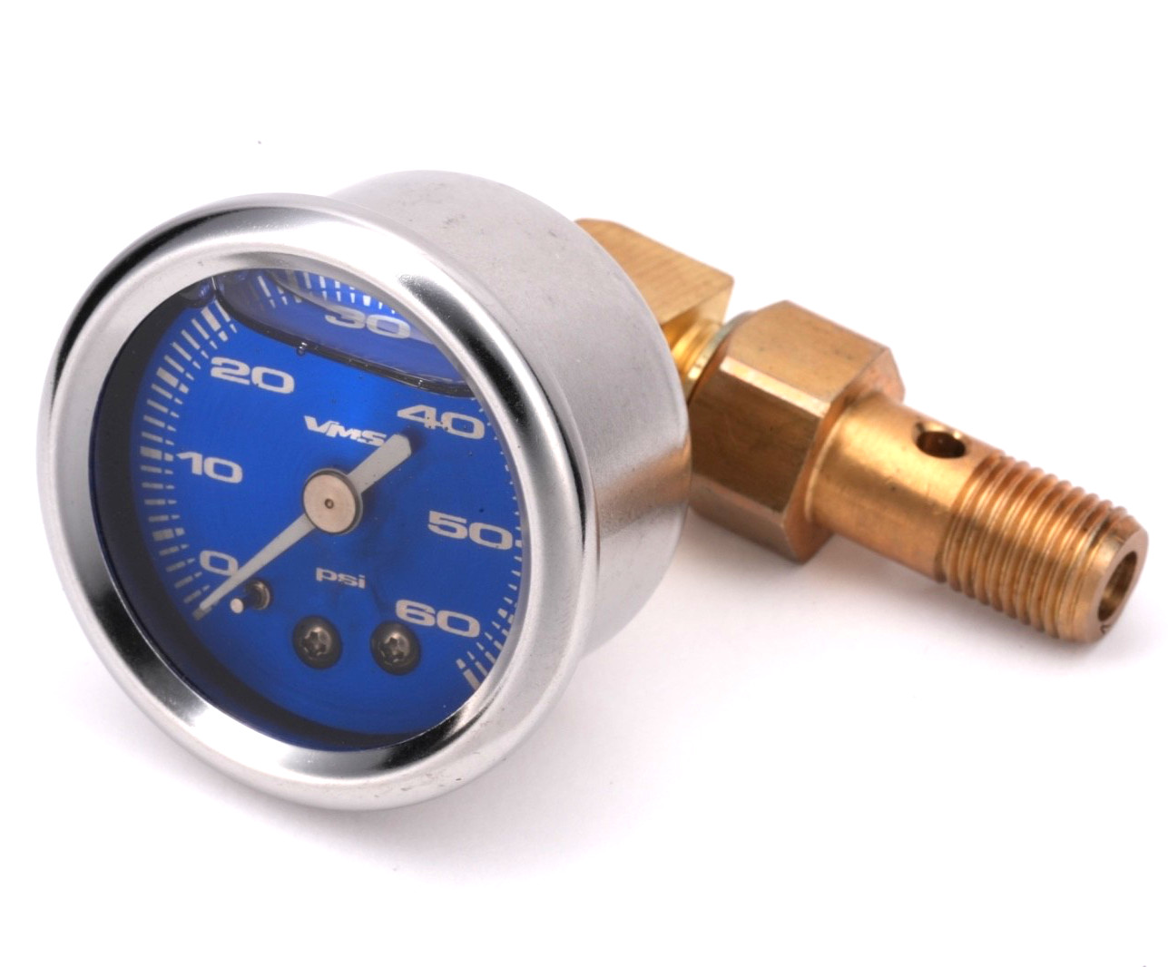 VMS BLUE 0-60 PSI FUEL PRESSURE GAUGE LIQUID FILLED 1/8 NPT FITS HONDA ACURA