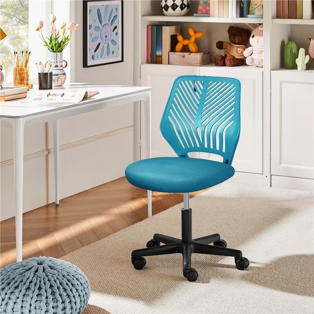 Adjustable Turquoise Mid Back Office Chair Without Arms