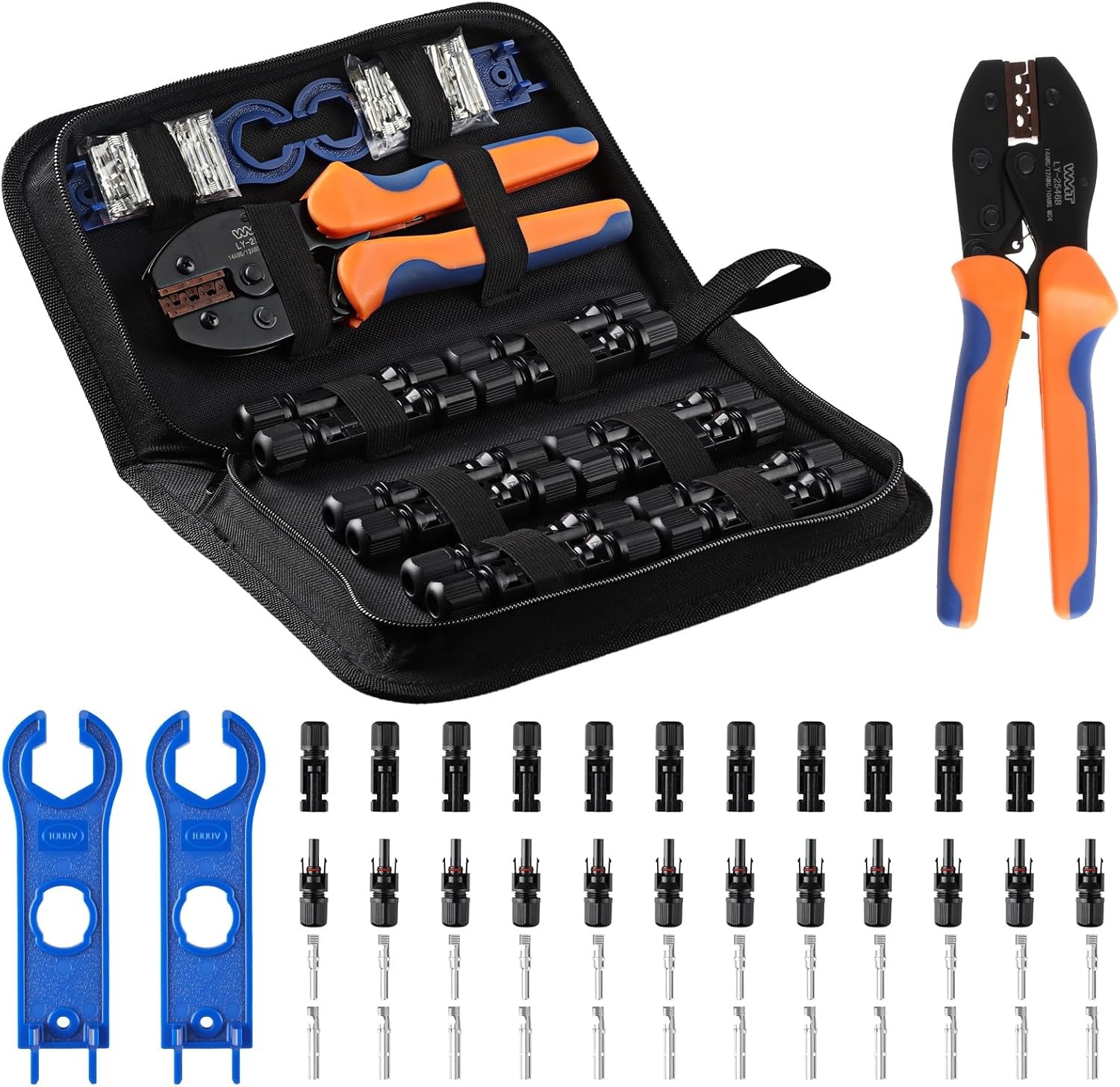 Solar Connector Kit 14-10AWG, 12 Pairs Connectors & 2 Spanner Wrenches | MC4 Sol