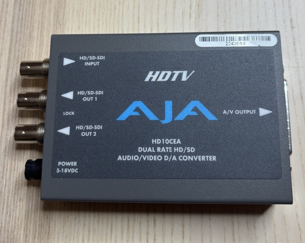 AJA HDTV HD10CEA DUAL RATE HD/SD AUDIO VIDEO D/A CONVERTER NO POWER SUPPLY SDI