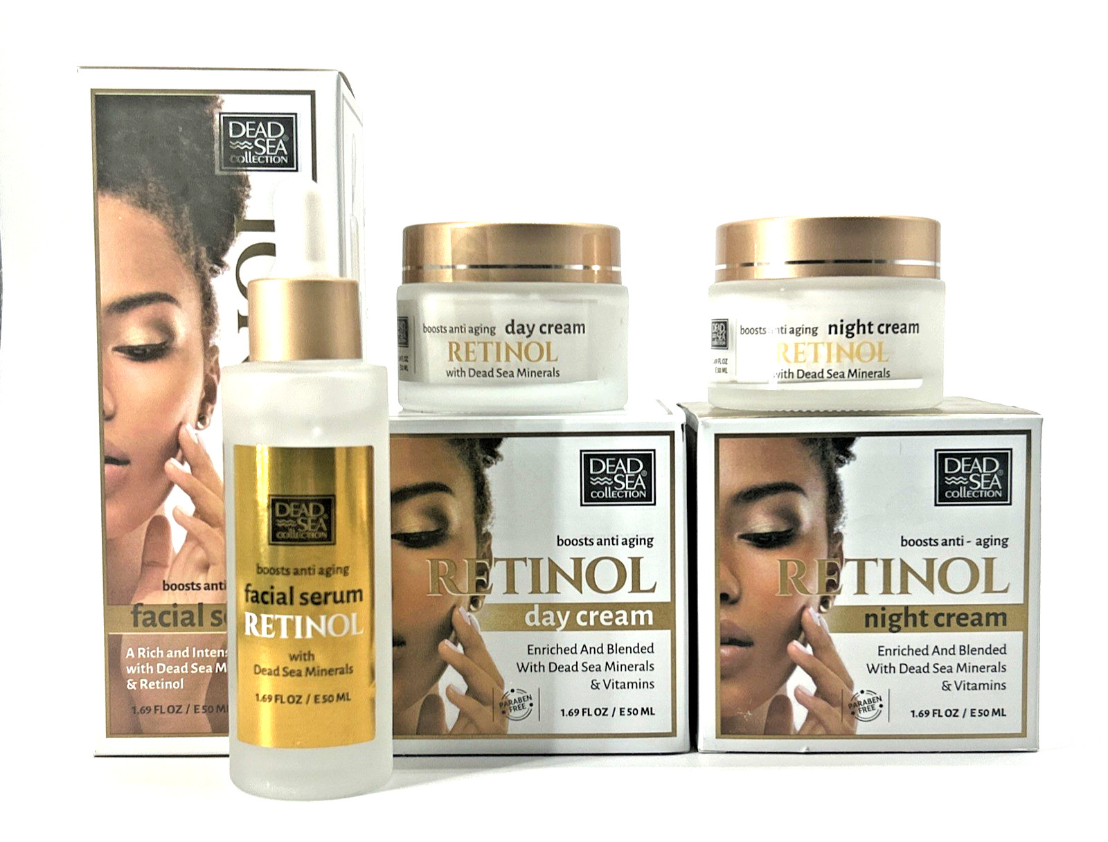 Dead Sea Collection Retinol Skincare Set Serum + Day & Night Cream 1.69oz Each