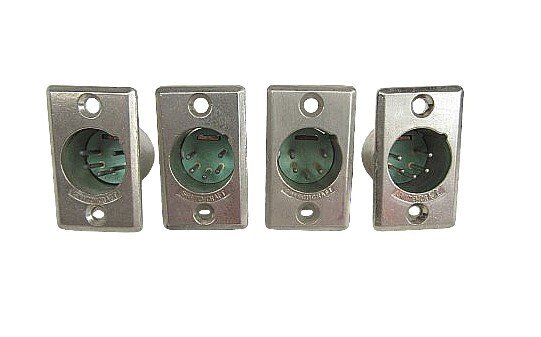Switchcraft D5M XLR Male 5 Pin Panel Mt Connector, Set of 4 - NOS, Free Ship