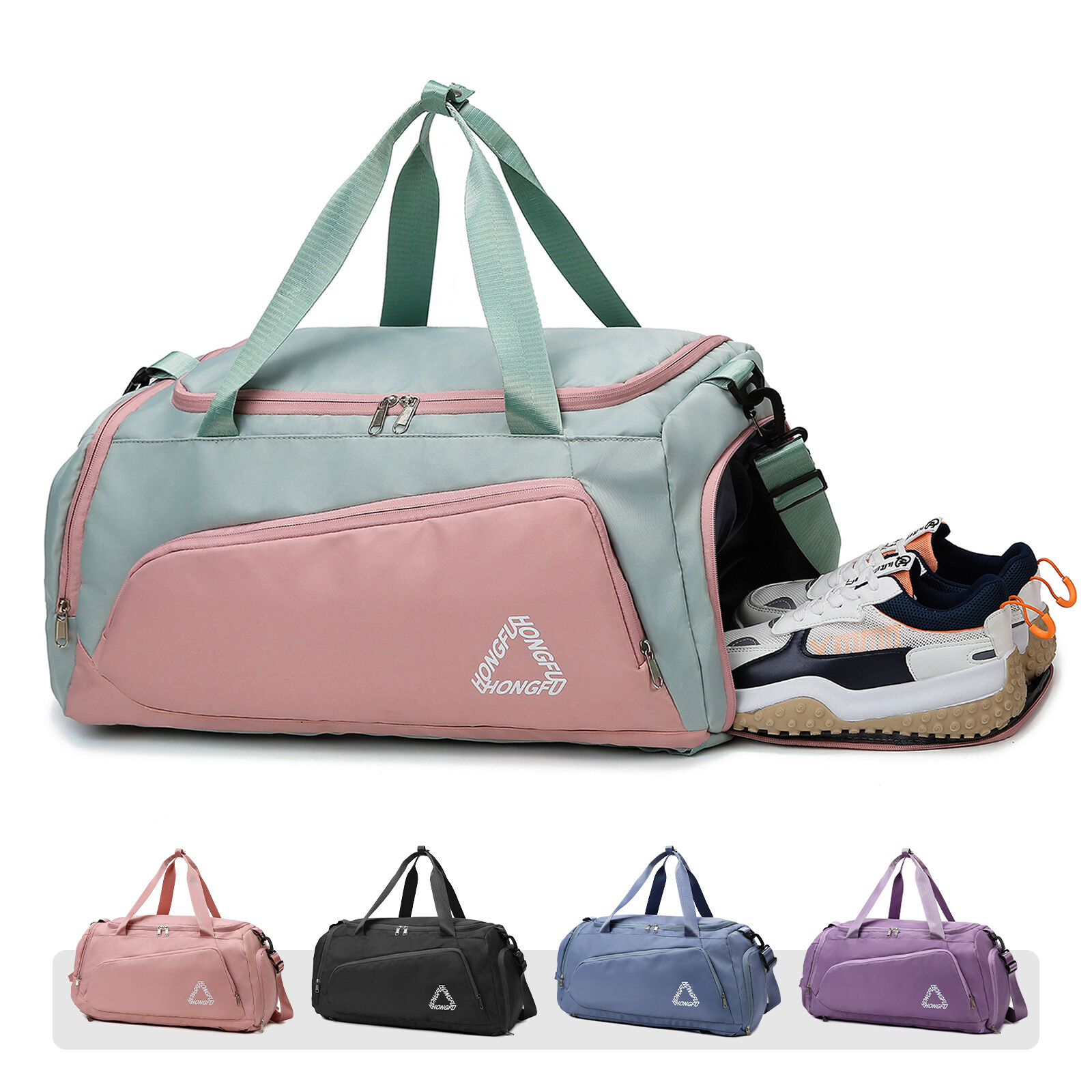 Women Gym Duffle Bag Handbag w/Independent Shoe Storage For Travel Yoga Fitness