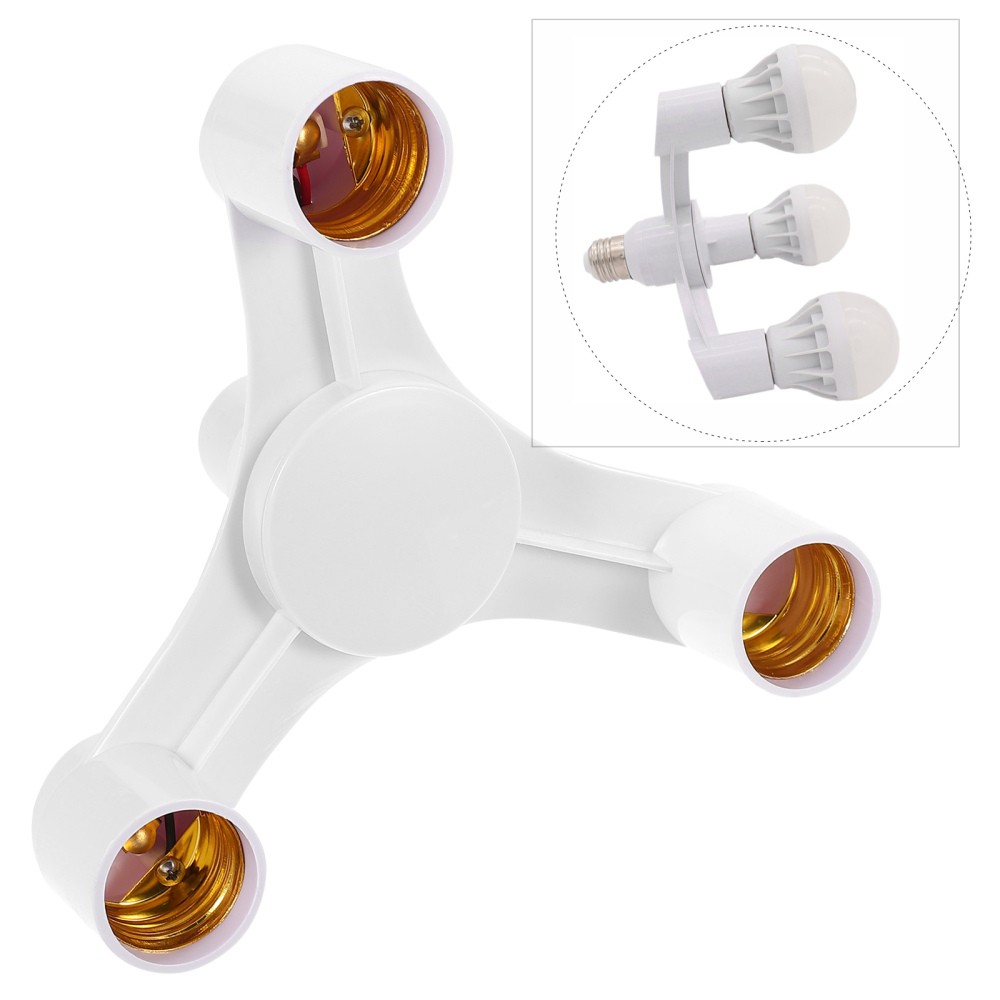 2 Pcs Light Conversion Socket E27 Triple Household Lampholder Adapter