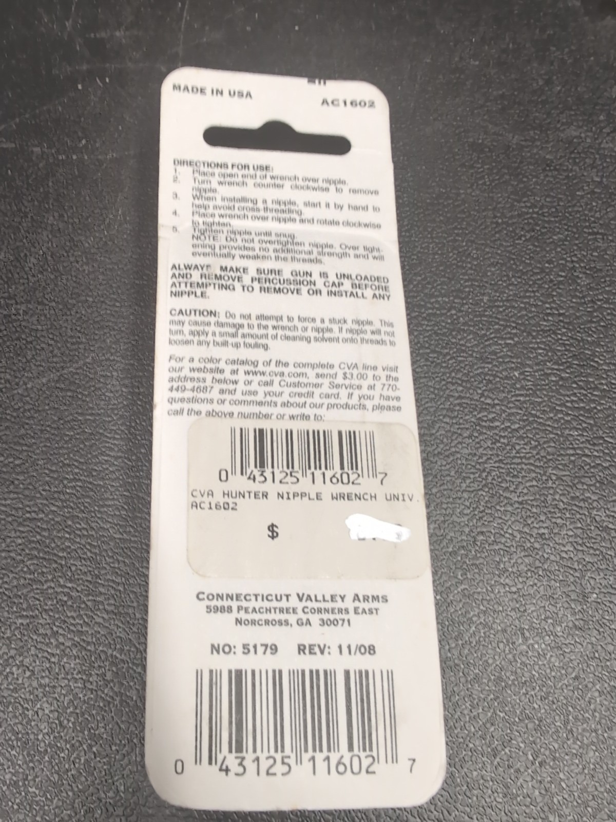 CVA Hunter Nipple Wrench AC1602 New