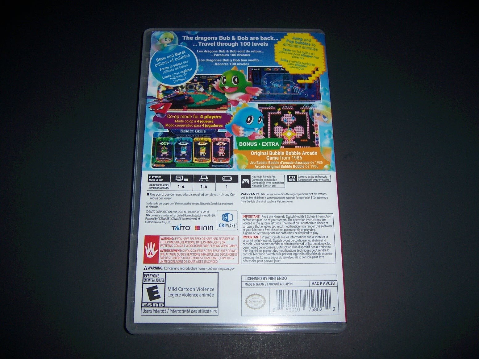 Authentic Case ONLY for Bubble Bobble 4 Friends Nintendo Switch Box