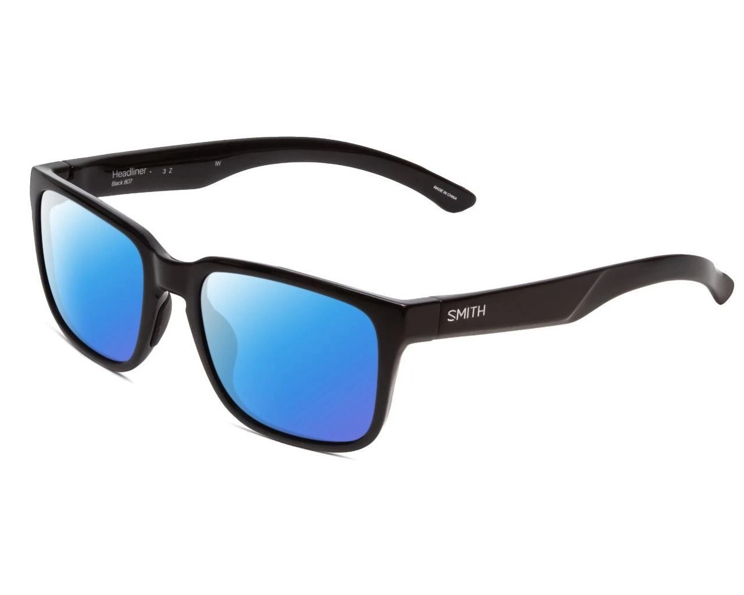 Smith Optics Headliner Sunglasses Matte Black Chromapop Polarized Blue Mirror