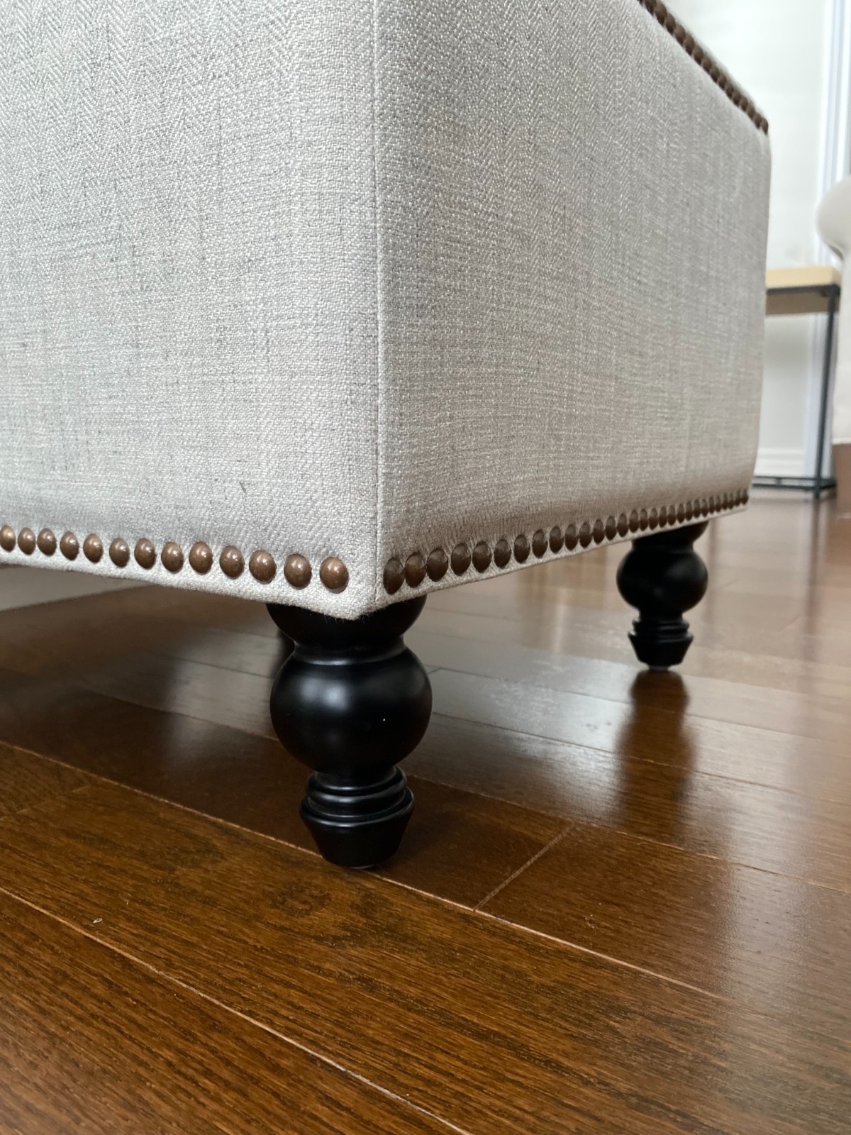 SEAT4U 17" Beckenham Cube Storage Ottoman in Off-White Fabric