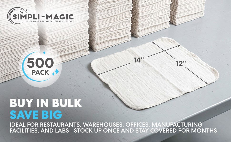 Simpli-Magic 79170 Shop Towels, White, 500 Pack
