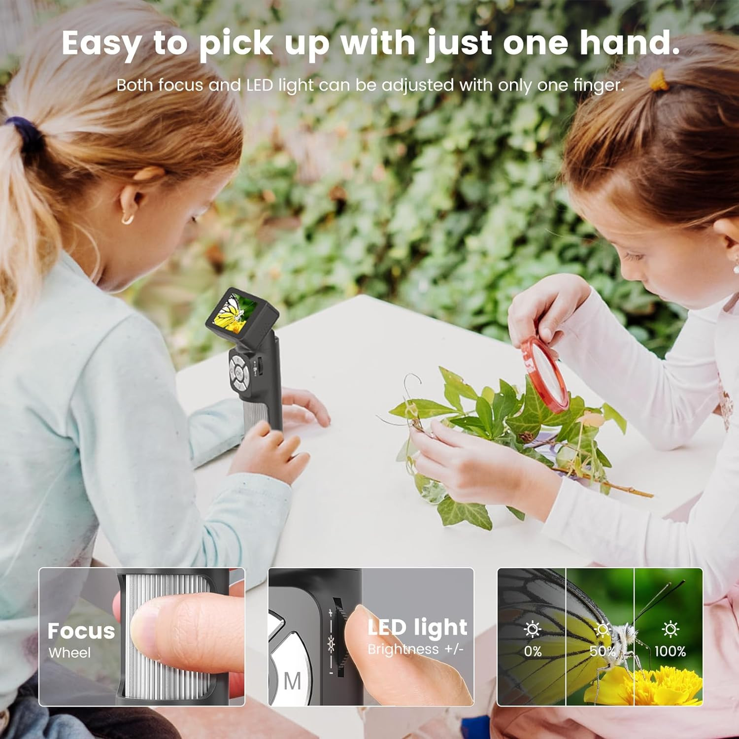 Portable Pocket Microscope Kit - Mini Handheld Digital Microscope 2" Screen 500x