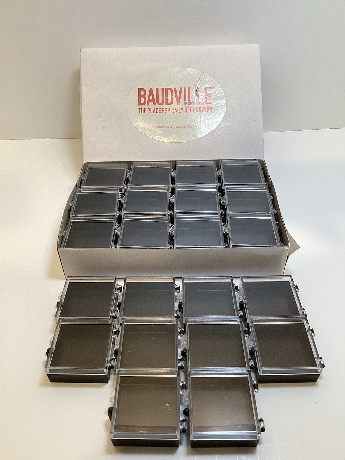 Small Acrylic Pin/Bead Hinged Display Box 1.5” Square by Baudville Lot of 34 NEW