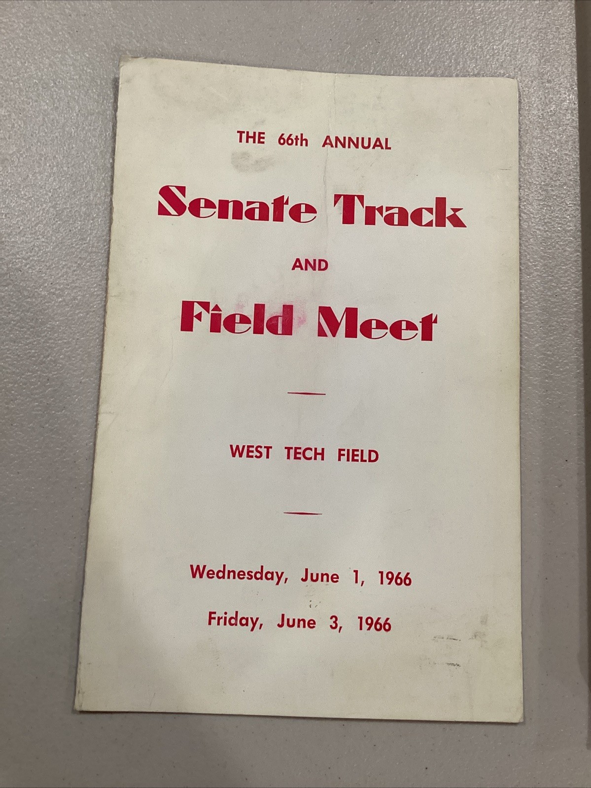 1966 66th Annie, Senate Track & Field Meet West Tech Field Program Scorecard