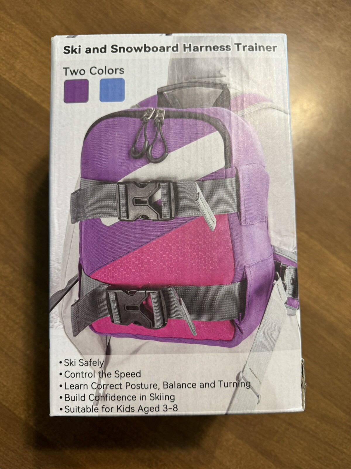 Ski and Snowboard Harness Trainer Backpack for Kids - Purple/Pink