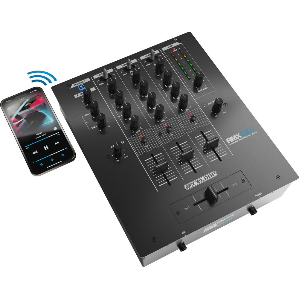 Reloop RMX-30 BT Bluetooth 3-Channel DJ Mixer Bundle w/ Cases & Bag