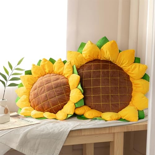 Set of 2 Sunflower Pillow, 3D Decorative Throw Pillow, 20.4"& L+M (Pack of 2)