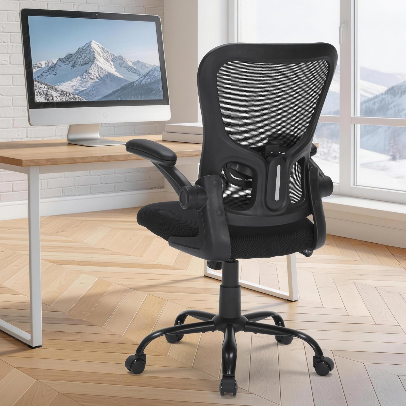 Ergonomic Mesh Office Chair, Adjustable Lumbar Support, Flip-Up Arms, Rolling...