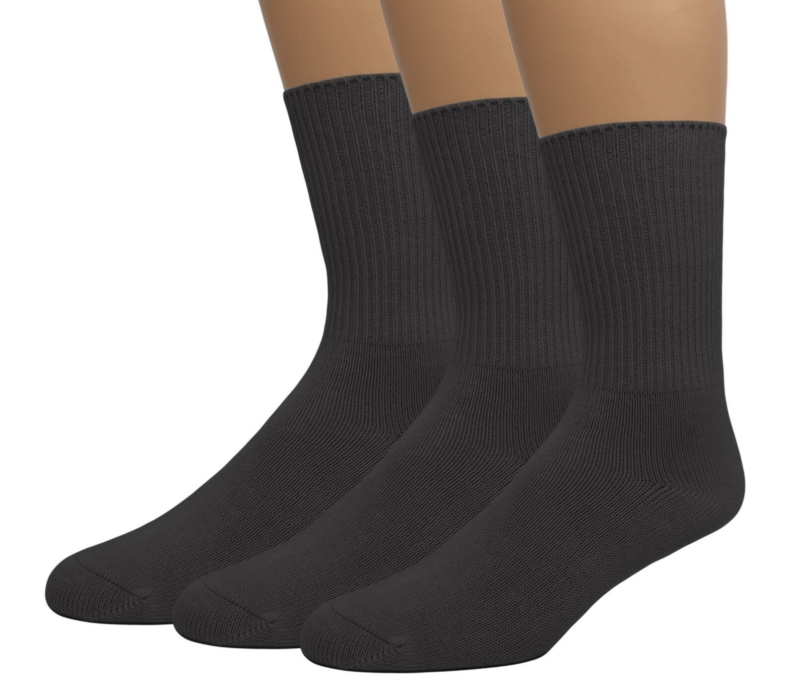 Women's Big and Tall King Size Diabetic Non-Binding Cotton Crew Socks 3-Pack