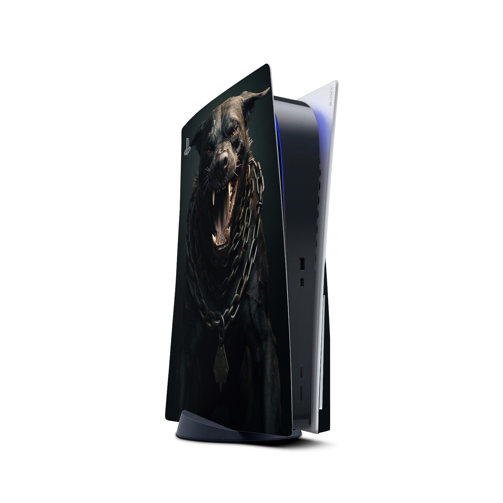PS5 Disc Version Console & Controller Vinyl Skin Decal Wrap - Angry Pitbull Dog